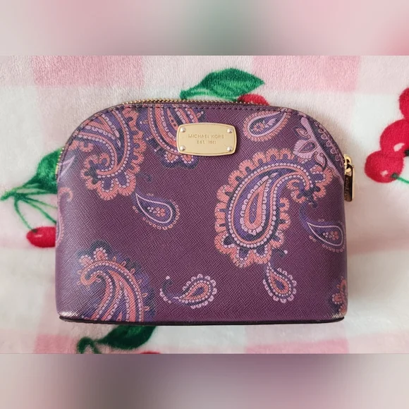 Michael Kors Purple Paisley Makeup Bag - Picture 1 of 12